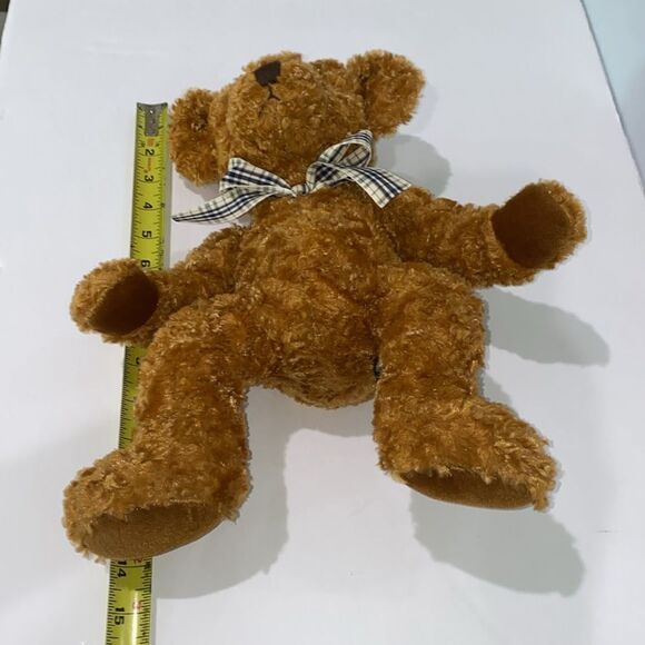 Russ Berrie Kembell Teddy Bear 14" Brown Plush Stuffed Bear With Plaid Bow - Picture 7 of 8